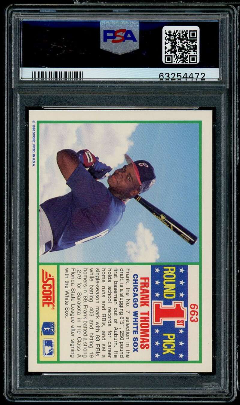 Frank Thomas Rookie Card 1990 Score #663 PSA/DNA Certified 9 Image 2