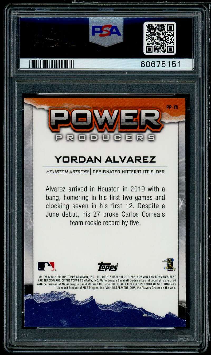 Yordan Alvarez Rookie Card 2020 Bowman's Best Power Producers #PPYA PSA 10 Image 2