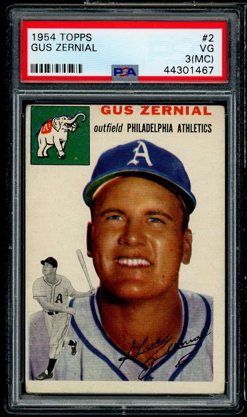 Gus Zernial Card 1954 Topps #2 PSA 3 mc Image 1