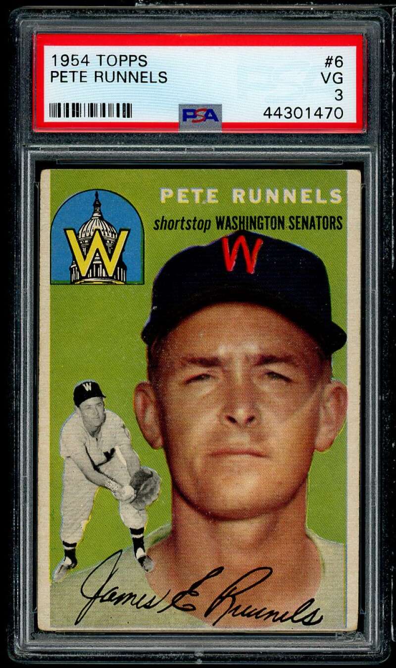 Pete Runnels Card 1954 Topps #6 PSA 3 Image 1