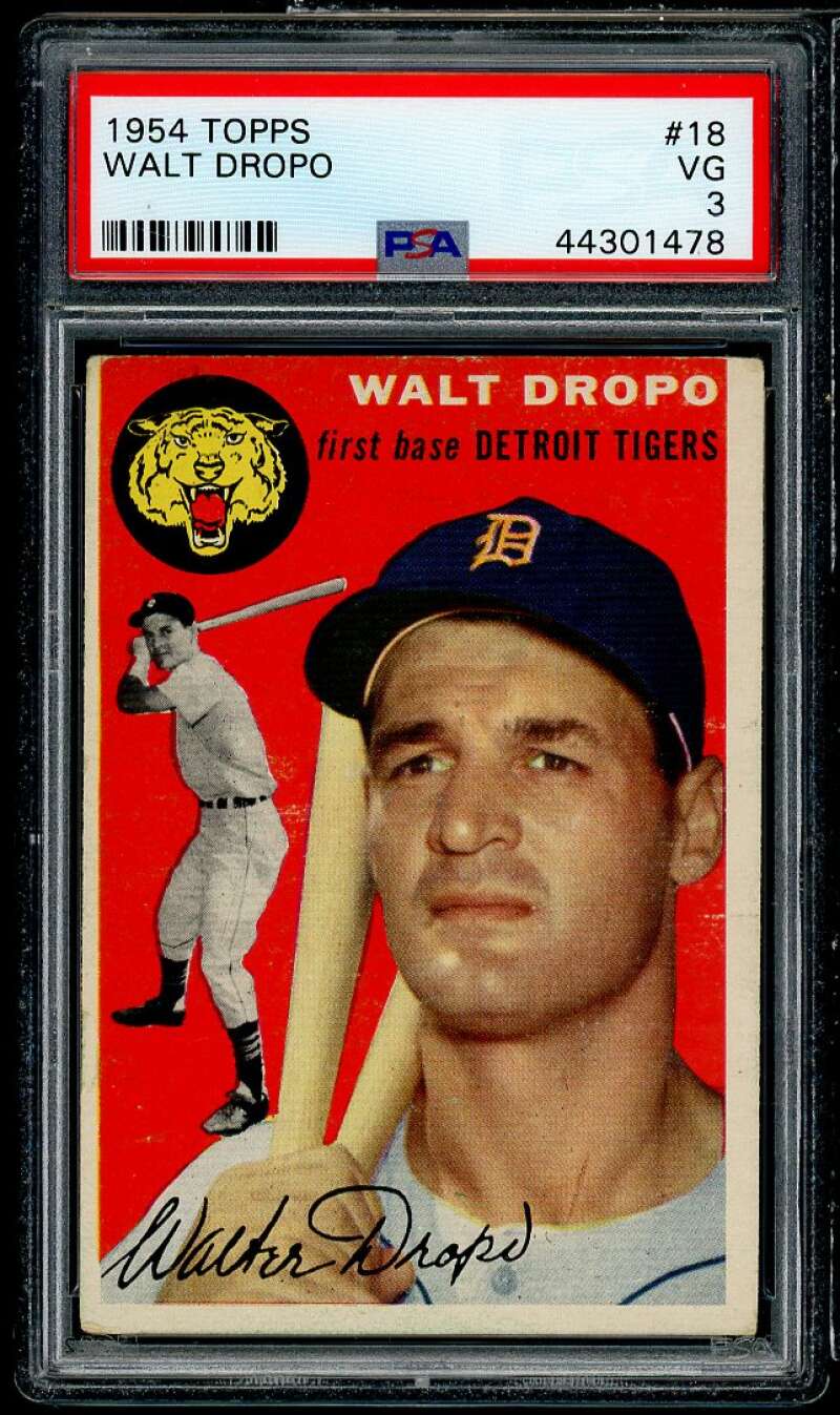 Walt Dropo Card 1954 Topps #18 PSA 3 Image 1