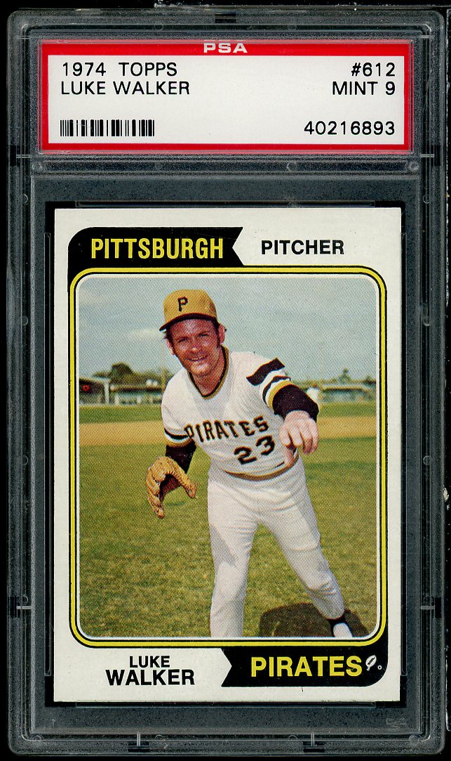 Luke Walker Card 1974 Topps #612 PSA 9 Image 1