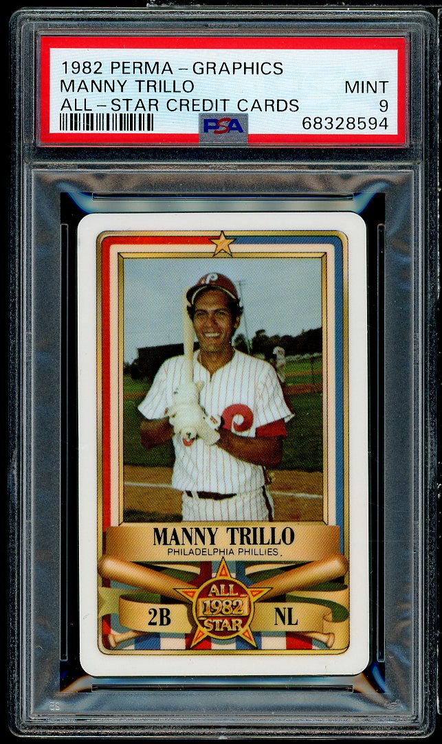 Manny Trillo Card 1982 Perma Graphics All-Star Credit Cards #nno PSA 9 Image 1