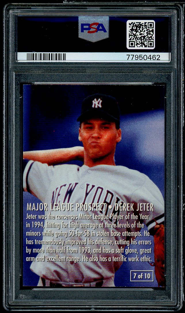 Derek Jeter Card 1995 Fleer M.L. Prospects #7 PSA 8 Image 2