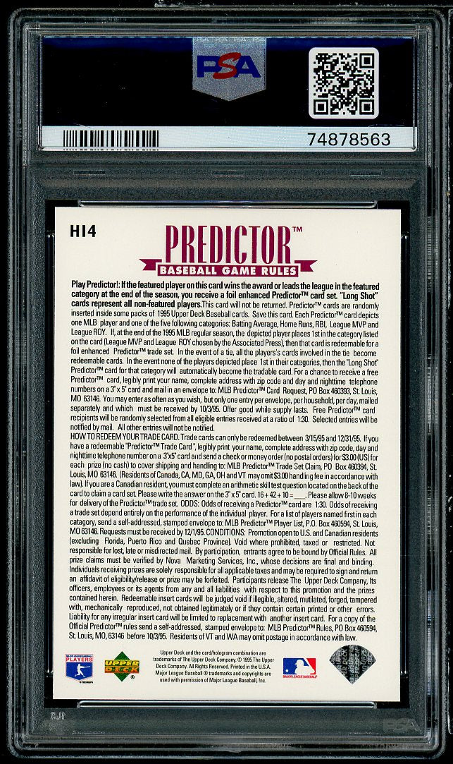 Derek Jeter Card 1995 UD Award Winners Predictors #H14 PSA 7 Image 2