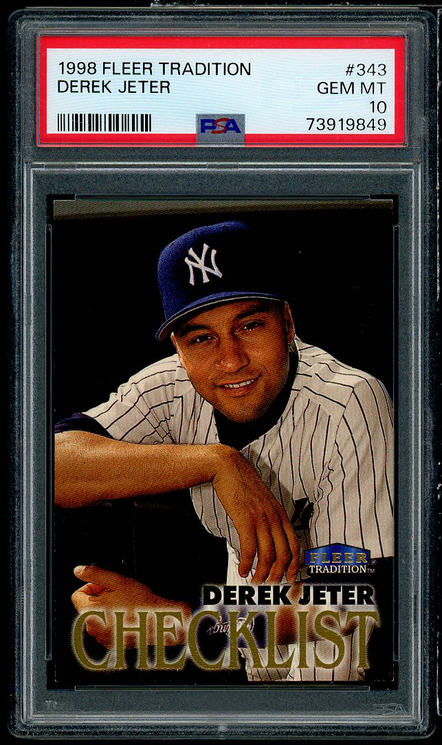 Derek Jeter Card 1998 Fleer Tradition #343 PSA 10 Image 1