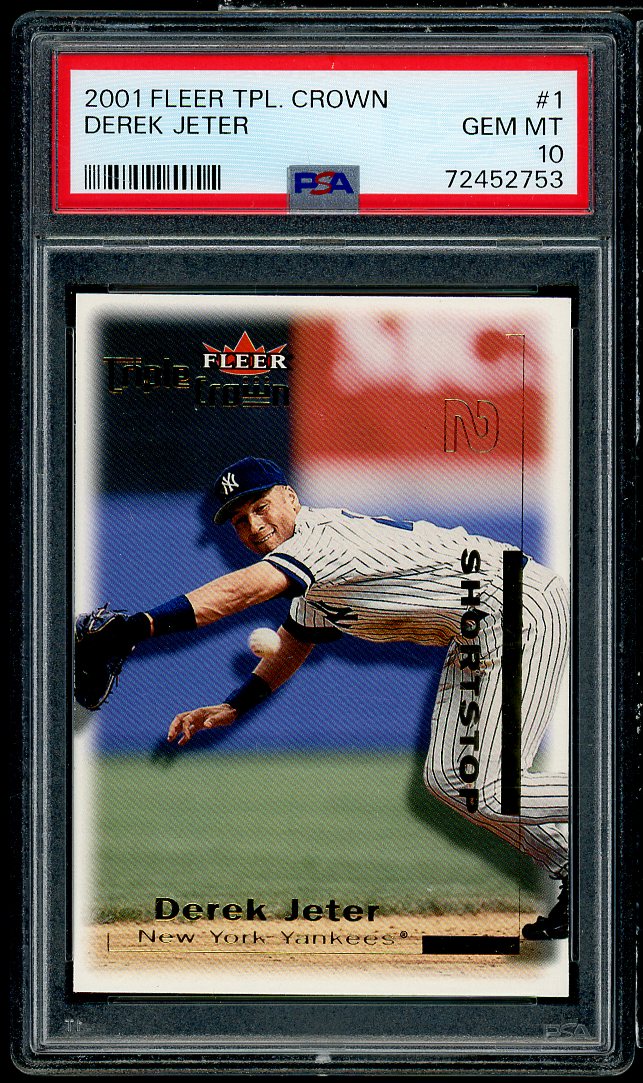 Derek Jeter Card 2001 Fleer Triple Crown #1 PSA 10 Image 1