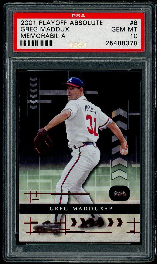 Greg Maddux Card 2001 Playoff Absolute Memorabilia #8 PSA 10 Image 1