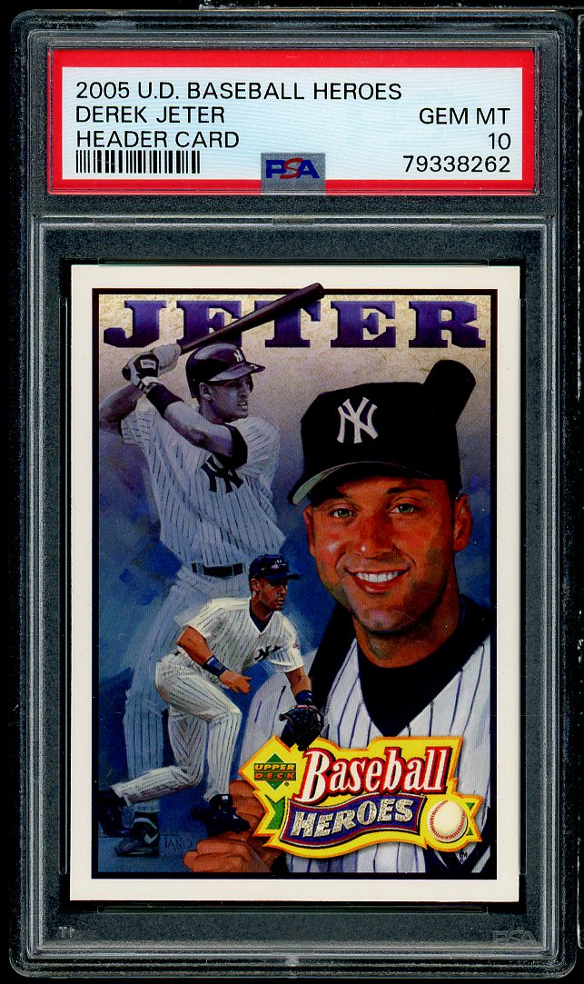 Derek Jeter Card 2005 Upper Deck Baseball Heroes Header Card #nno PSA 10 Image 1