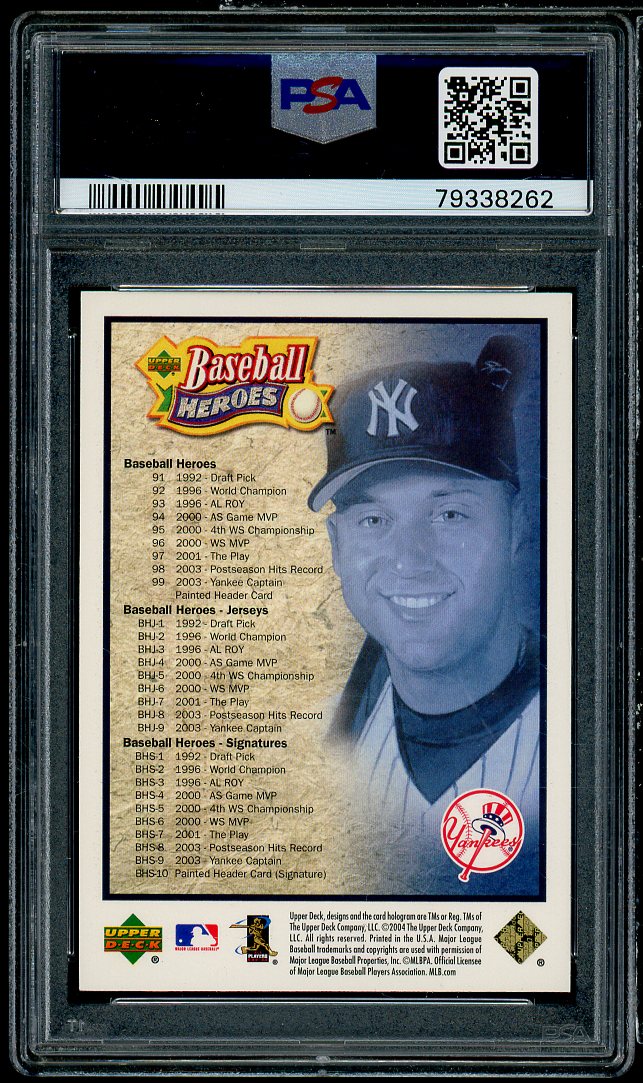 Derek Jeter Card 2005 Upper Deck Baseball Heroes Header Card #nno PSA 10 Image 2