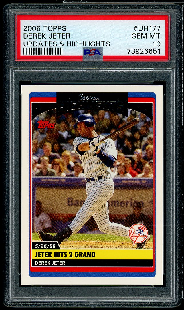 Derek Jeter Card 2006 Topps Updates Highlights #UH177 PSA 10 Image 1