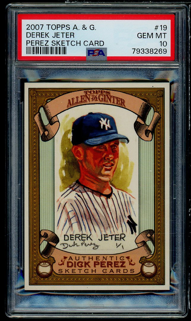 Derek Jeter Card 2007 Topps Allen Ginter Perez Sketch Card #19 PSA 10 Image 1