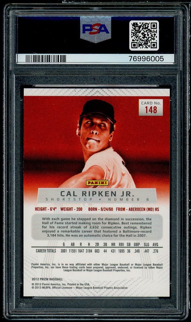 Cal Ripken Jr. Card 2012 Panini Prizm #148 PSA 10 Image 2