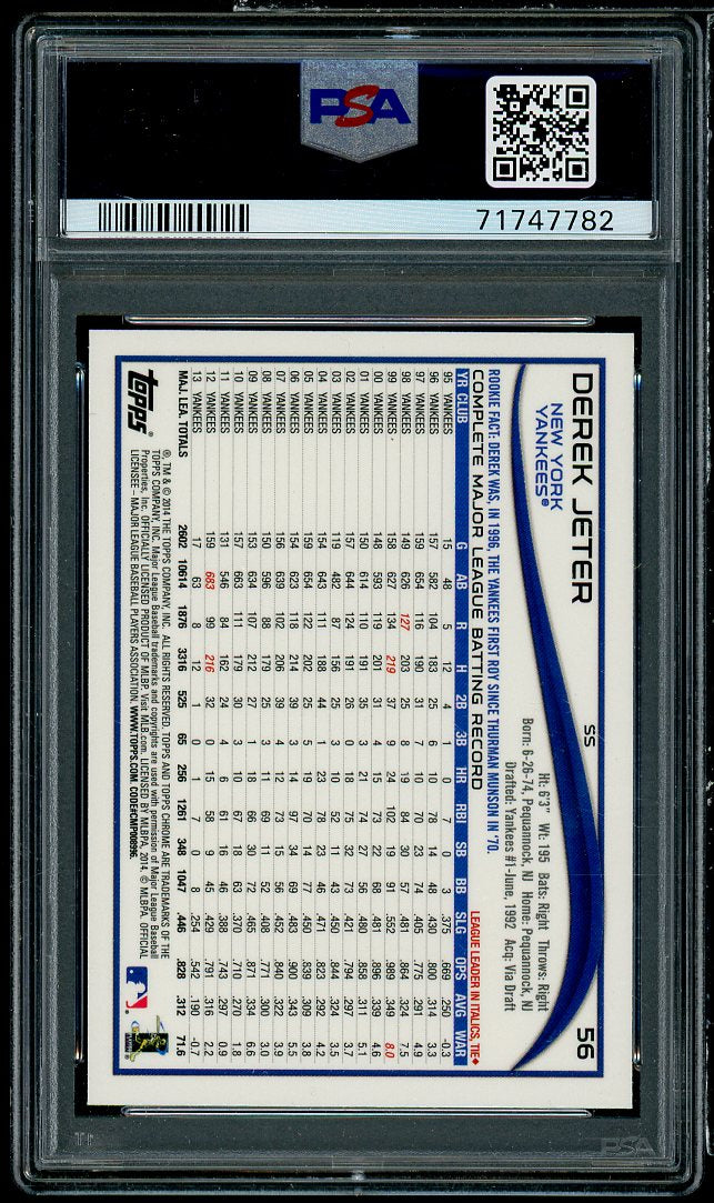 Derek Jeter Card 2014 Topps Chrome #56 PSA 10 Image 2