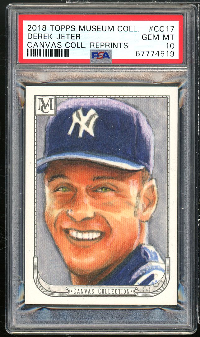 Derek Jeter Card 2018 Topps Museum Collection Canvas Reprints #CC17 PSA 10 Image 1