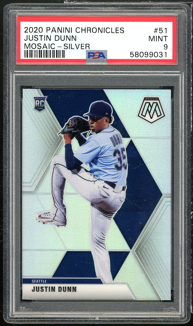 Justin Dunn Rookie Card 2020 Panini Chronicles Mosaic Silver #51 PSA 9 Image 1