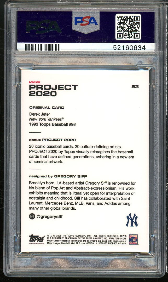 Derek Jeter Card 2020 Topps Project 2020 #93 PSA 8 Image 2