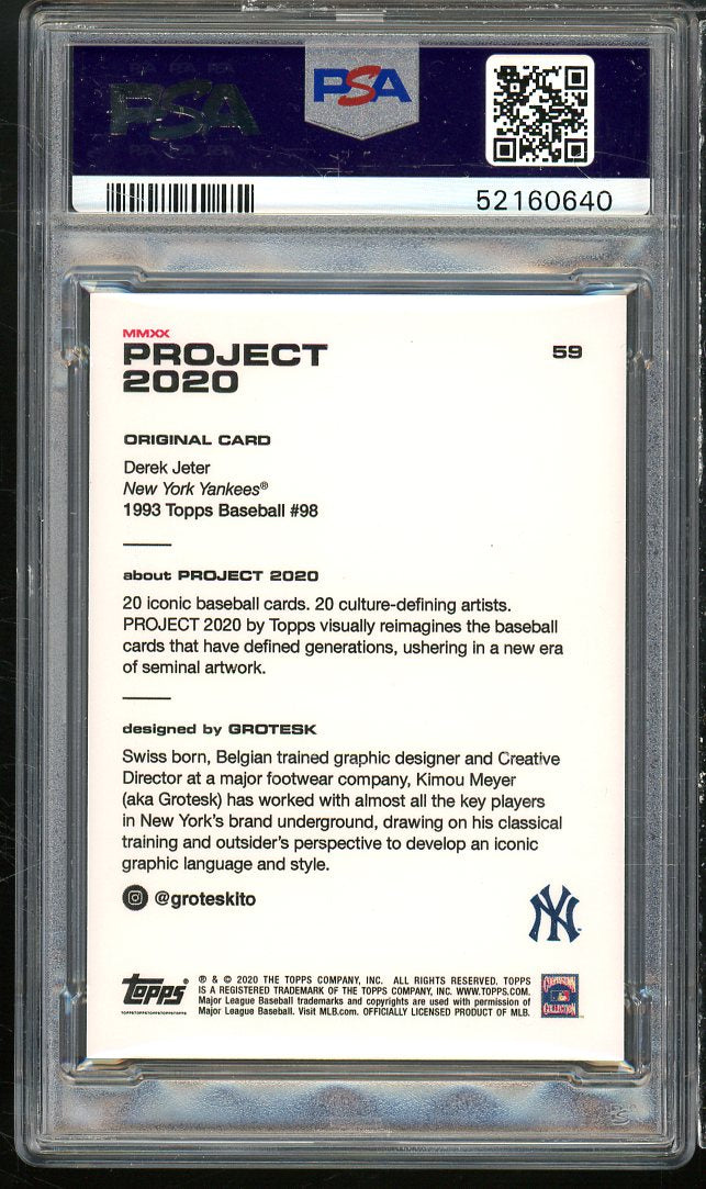 Derek Jeter Card 2020 Topps Project 2020 #59 PSA 9 Image 2