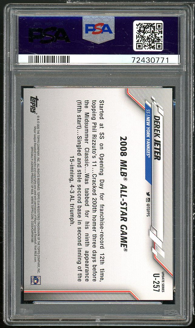 Derek Jeter Card 2020 Topps Update #U257 PSA 10 Image 2