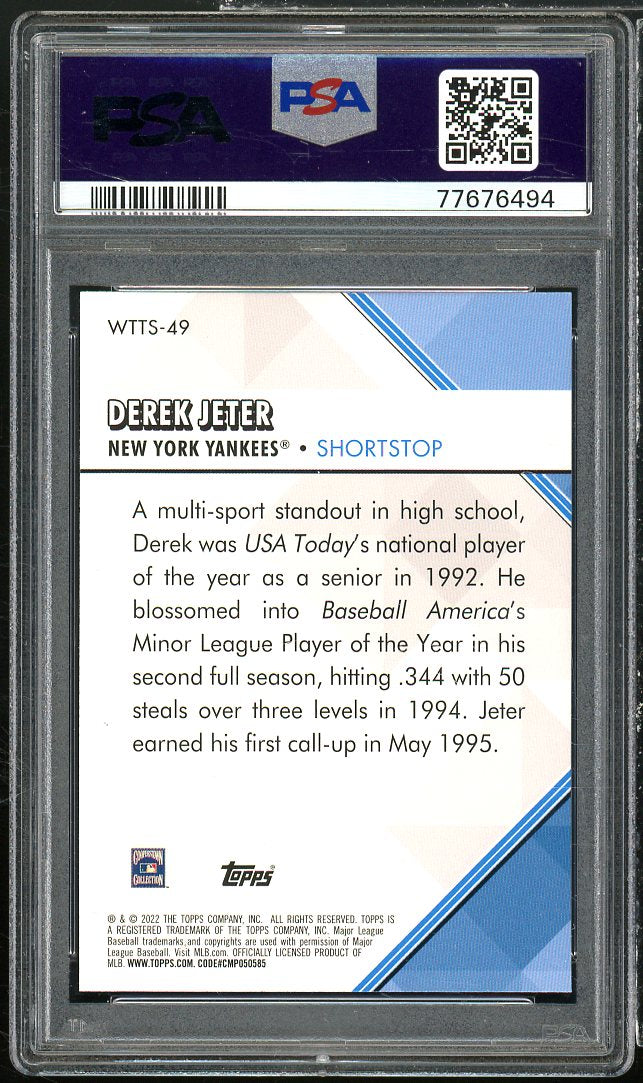 Derek Jeter Card 2022 Topps Welcome to the Show #WTTS49 PSA 10 Image 2