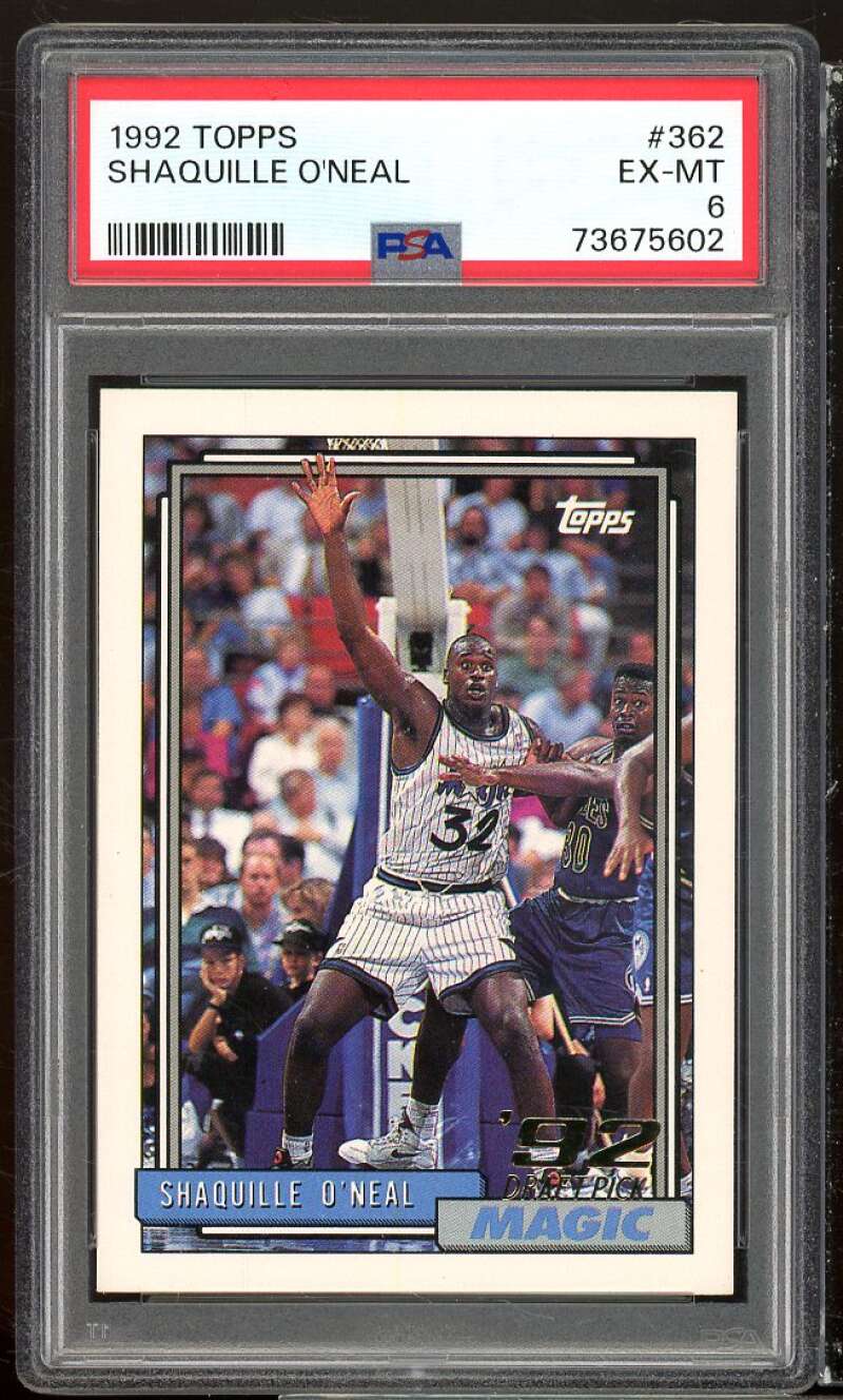Shaquille O'Neal Rookie Card 1992-93 Topps #362 PSA 6 Image 1