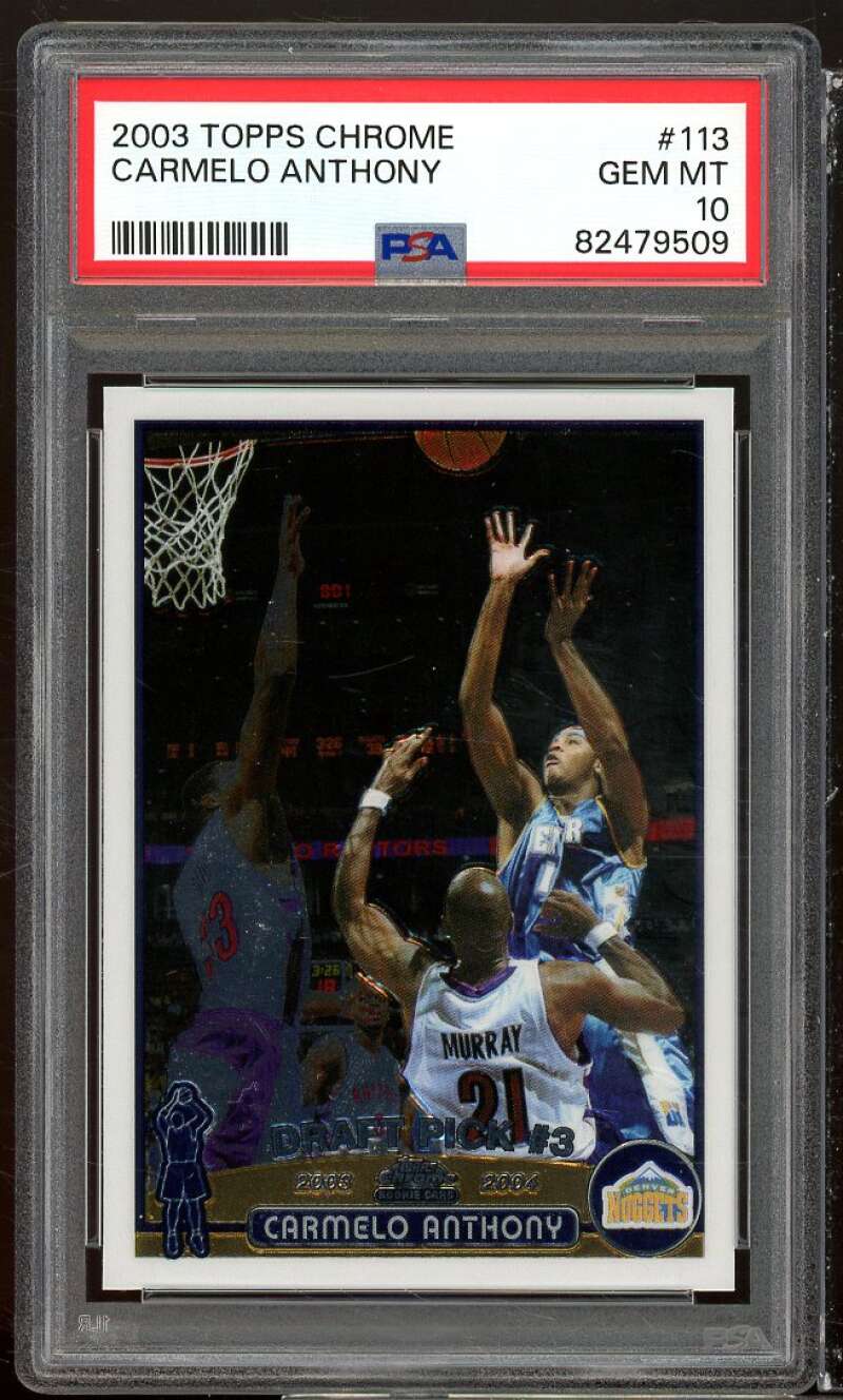 Carmelo Anthony Rookie Card 2003-04 Topps Chrome #113 PSA 10 Image 1