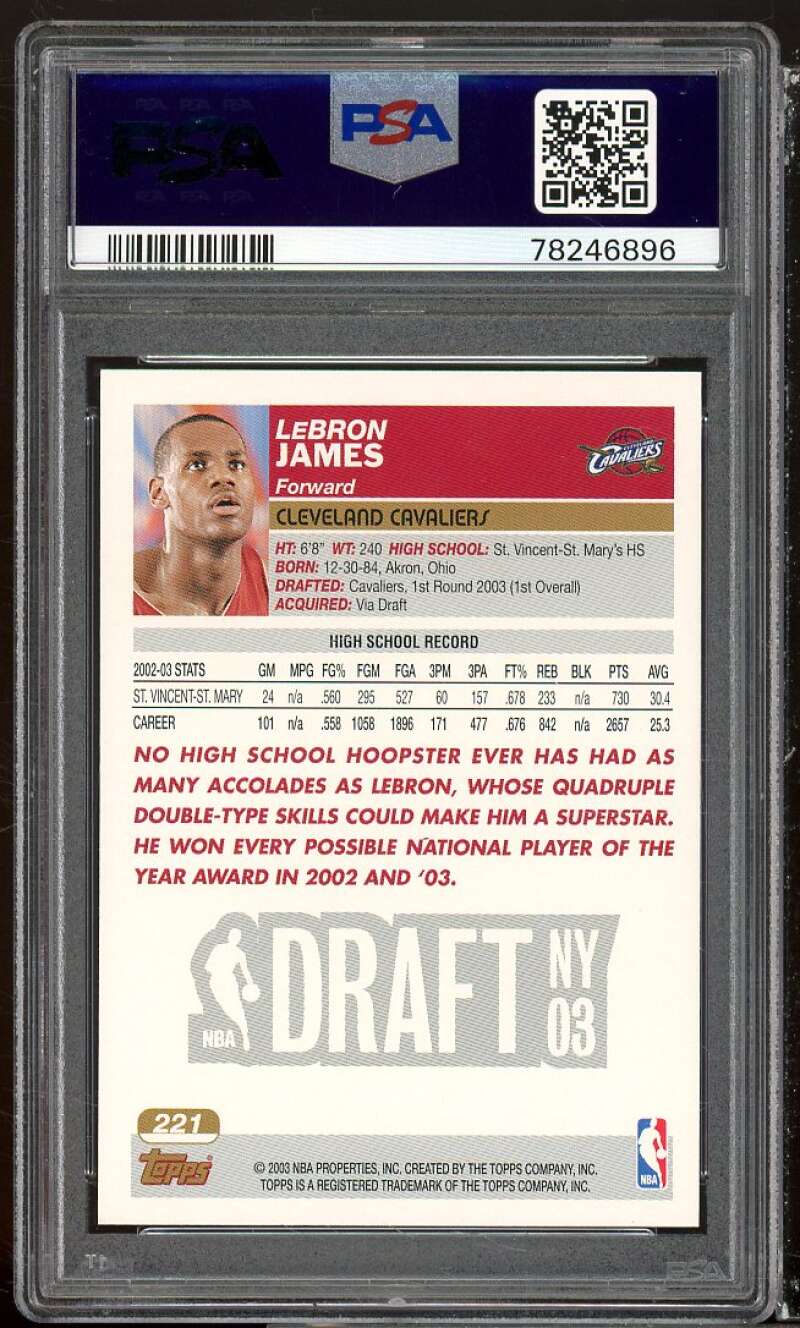 LeBron James Rookie Card 2003-04 Topps Collection #221 PSA 9 Image 2