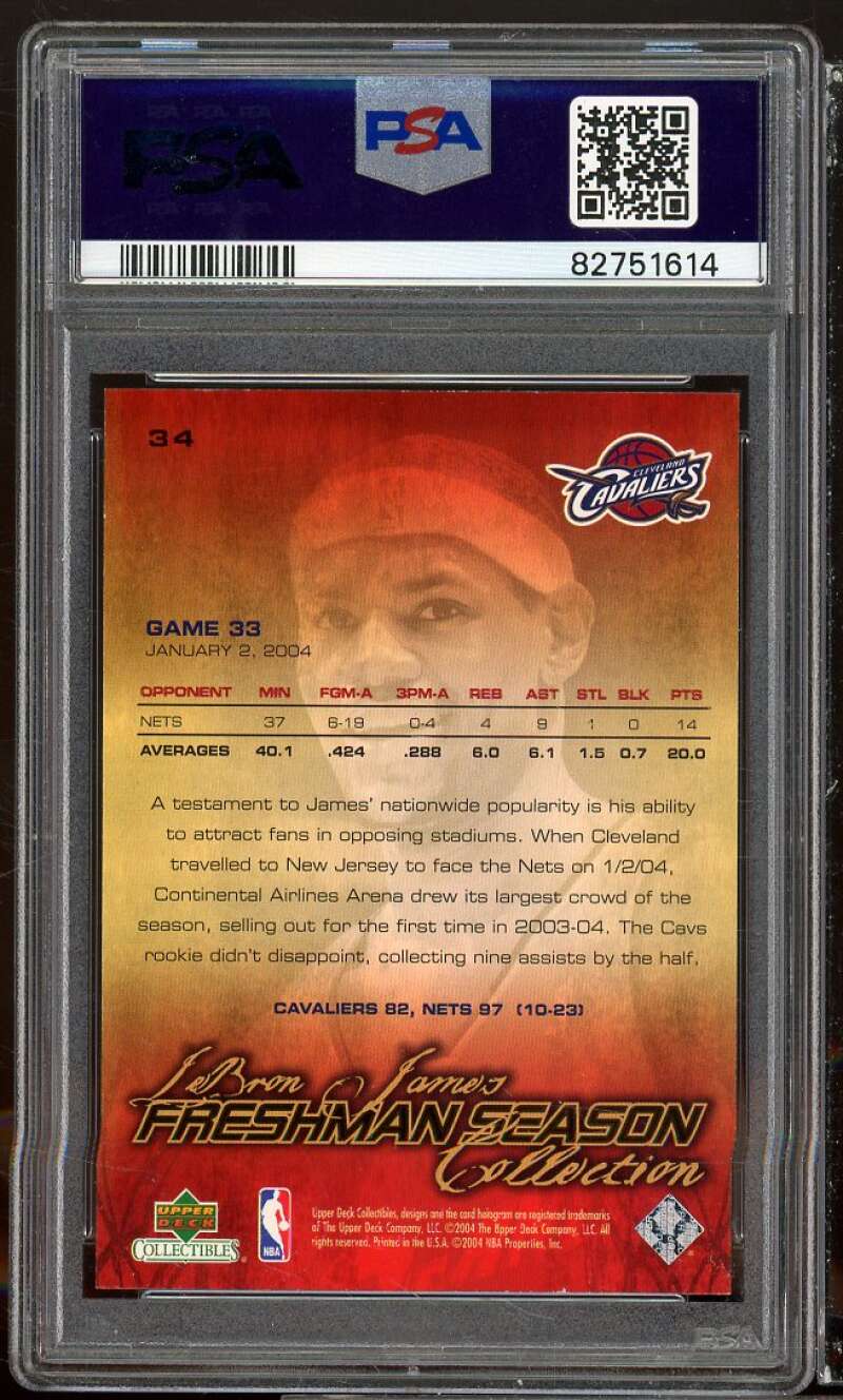 LeBron James Rookie Card 2003 UD Collectibles Freshman Season #34 PSA 10 Image 2