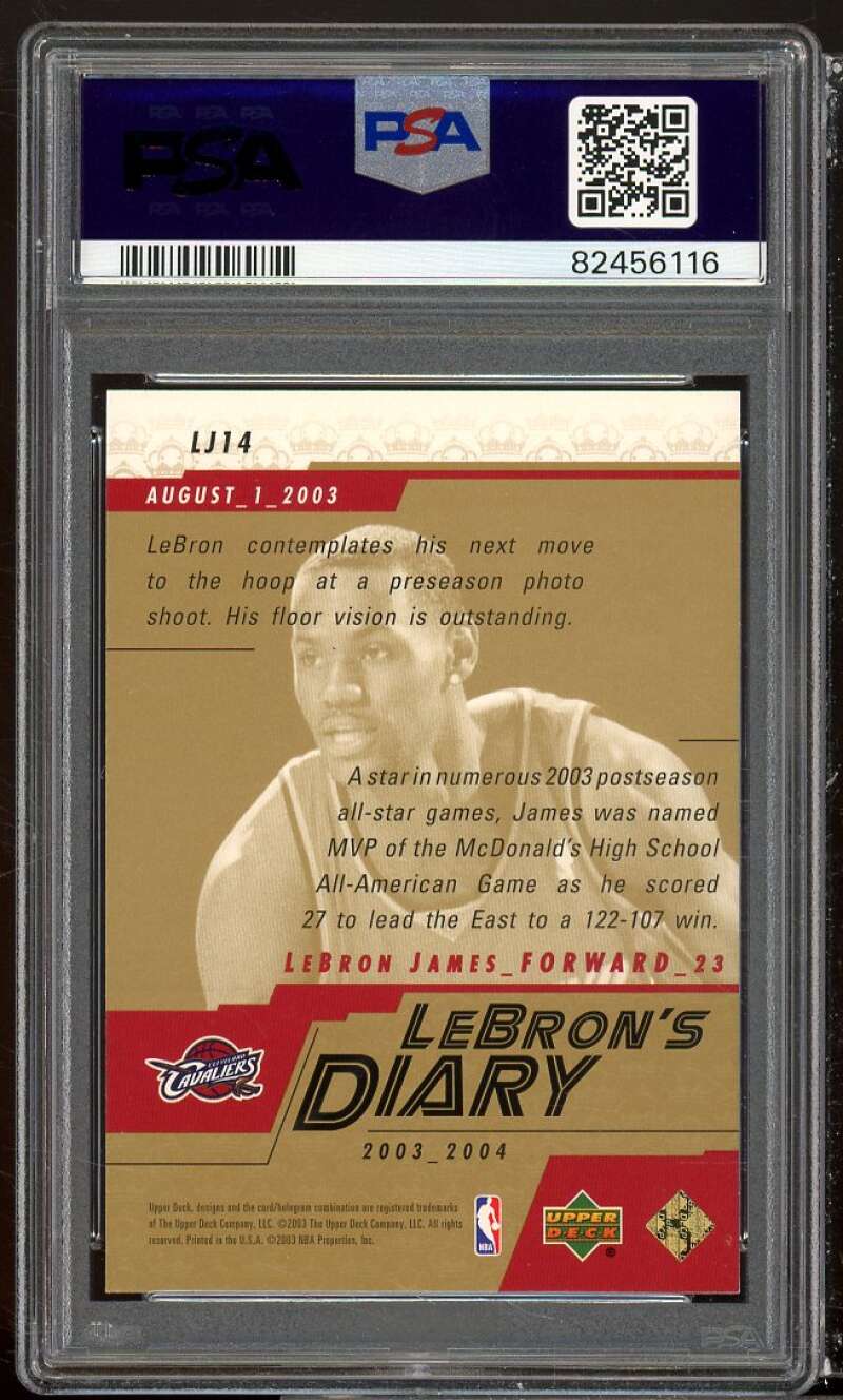 LeBron James Rookie Card 2003 Upper Deck Lebron's Diary #LJ14 PSA 10 Image 2