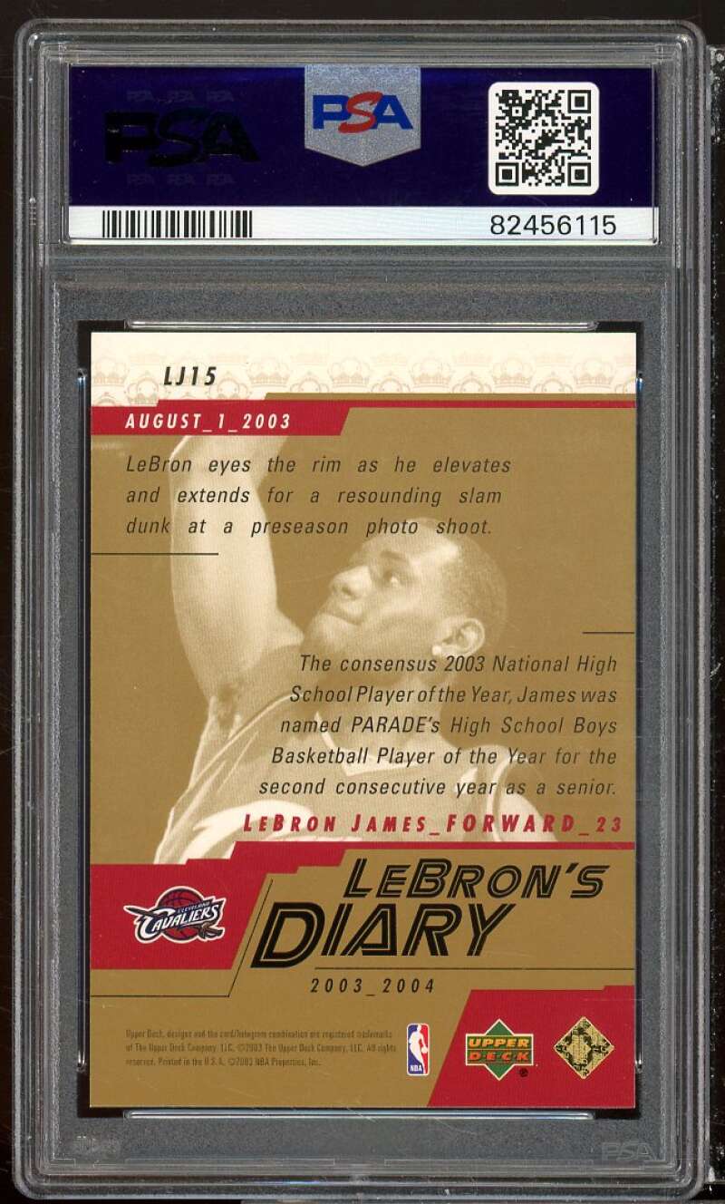 LeBron James Rookie Card 2003 Upper Deck Lebron's Diary #LJ15 PSA 10 Image 2