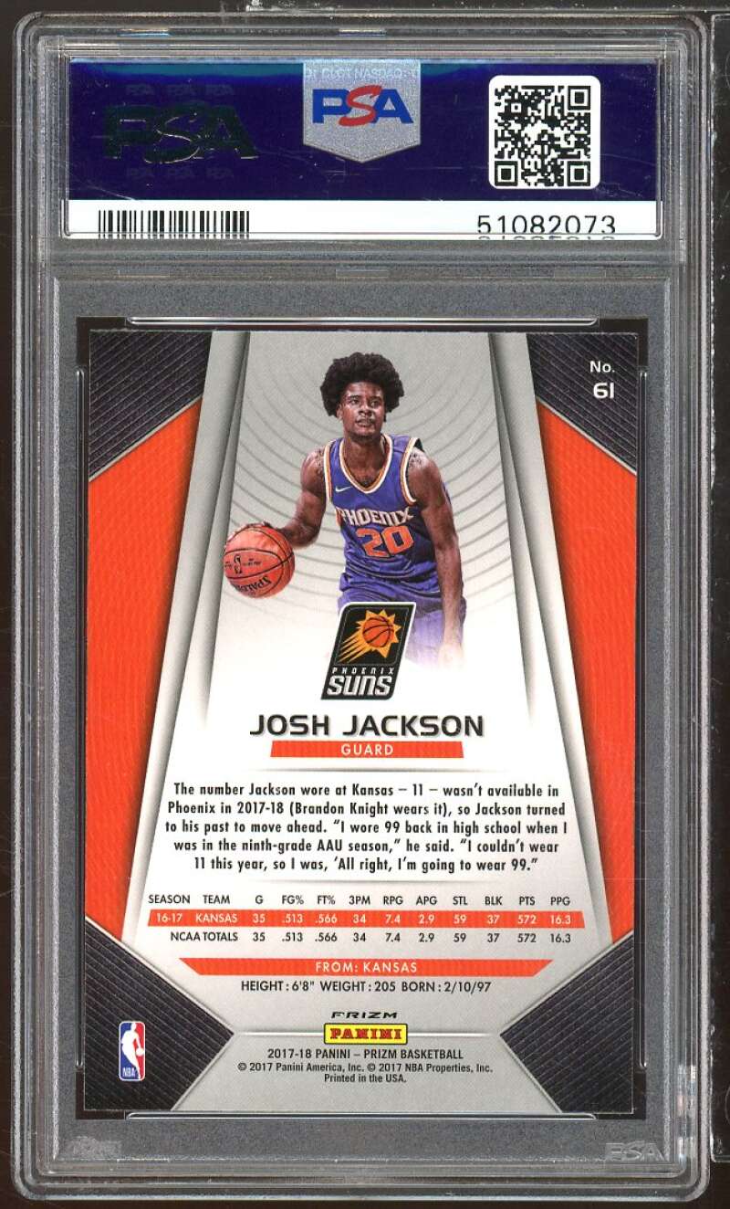 Josh Jackson Rookie Card 2017-18 Panini Prizm Fast Break Prizm #61 PSA 10 Image 2