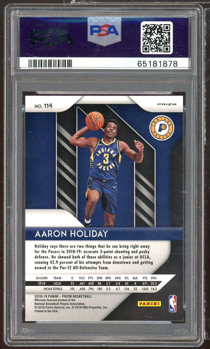 Aaron Holiday Rookie Card 2018-19 Panini Prizm Hyper Prizm #114 PSA 10 Image 2