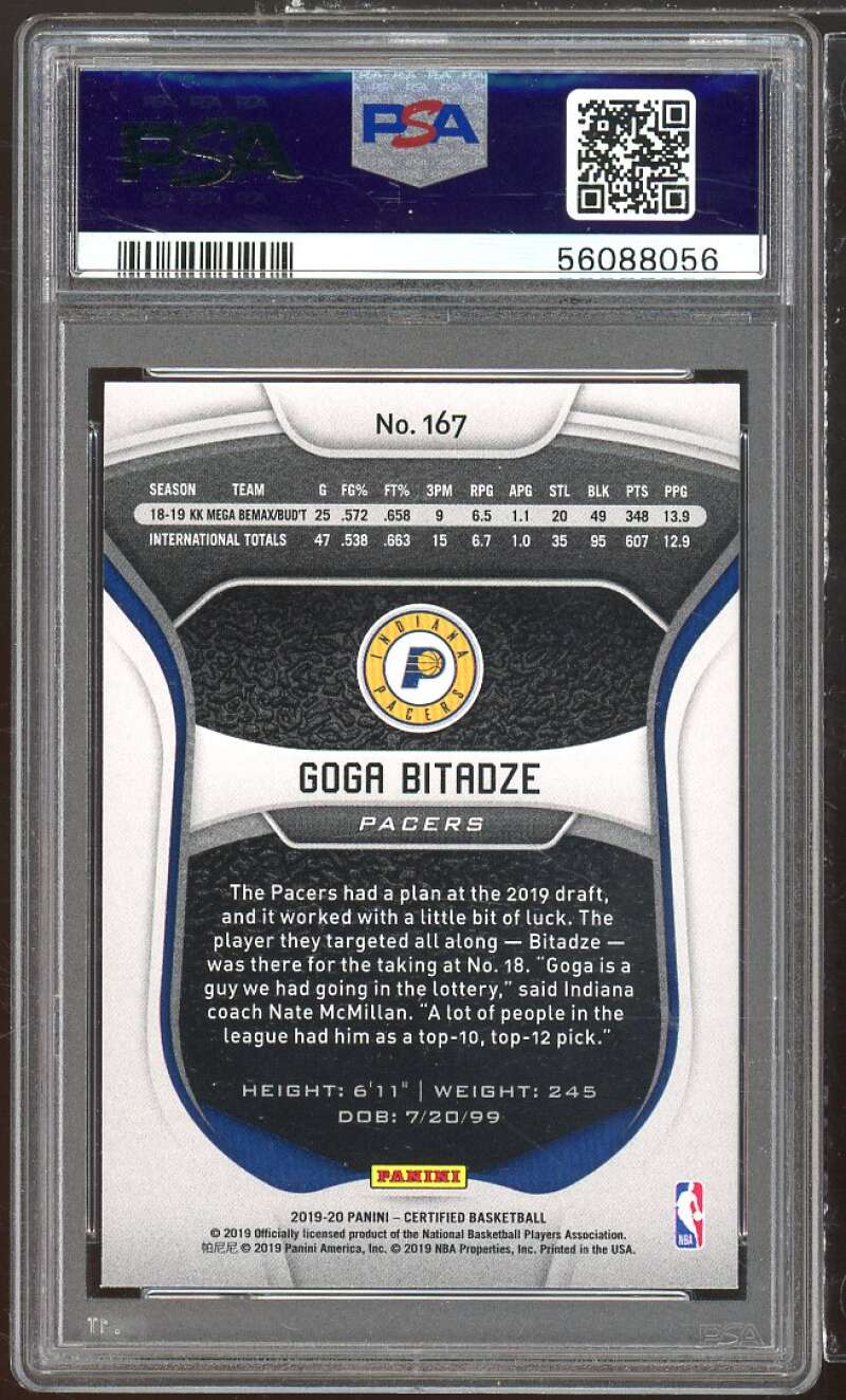 Goga Bitadze Rookie Card 2019-20 Panini Certified #167 PSA 10 Image 2