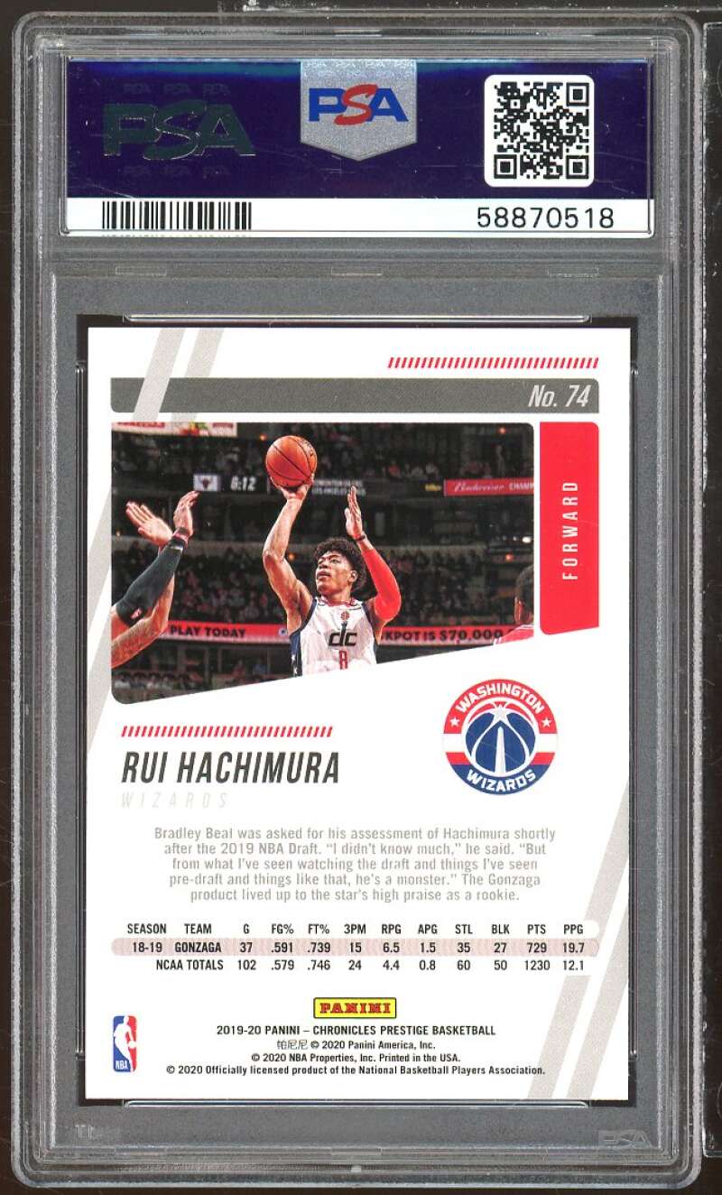 Rui Hachimura Rookie Card 2019-20 Panini Chronicles #74 PSA 10 Image 2