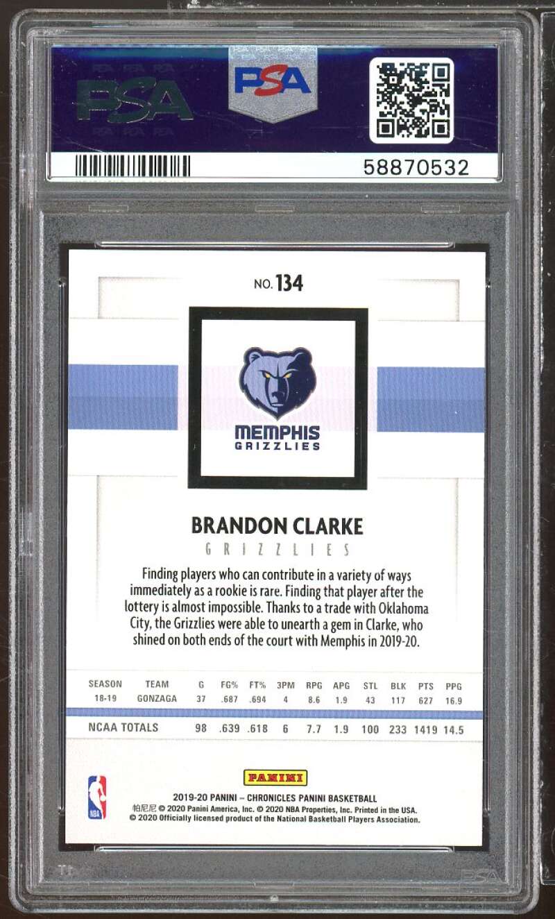 Brandon Clarke Rookie Card 2019-20 Panini Chronicles #134 PSA 10 Image 2