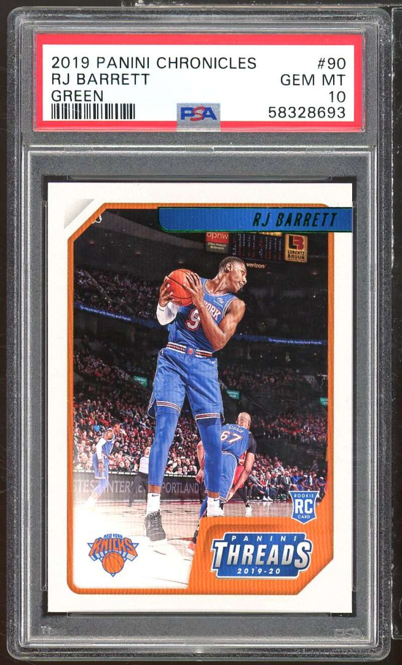 RJ Barrett Rookie Card 2019-20 Panini Chronicles Green #90 PSA 10 Image 1