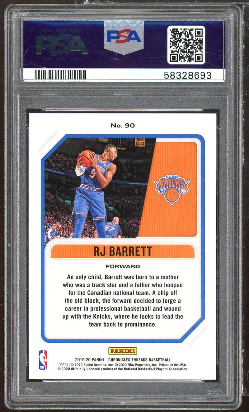 RJ Barrett Rookie Card 2019-20 Panini Chronicles Green #90 PSA 10 Image 2