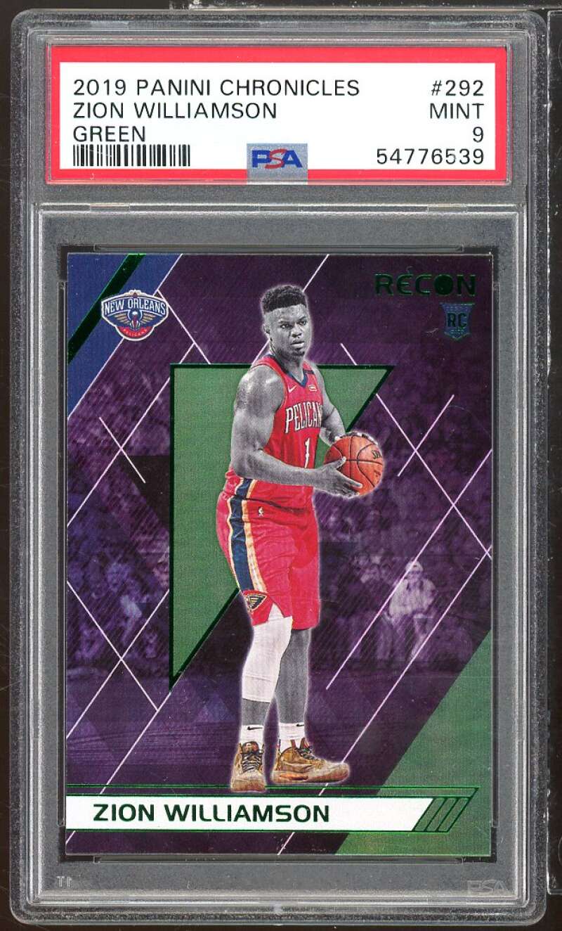 Zion Williamson Rookie Card 2019-20 Panini Chronicles Green #292 PSA 9 Image 1