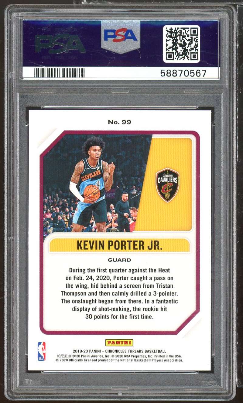 Kevin Porter Jr. Rookie Card 2019-20 Panini Chronicles Teal #99 PSA 10 Image 2