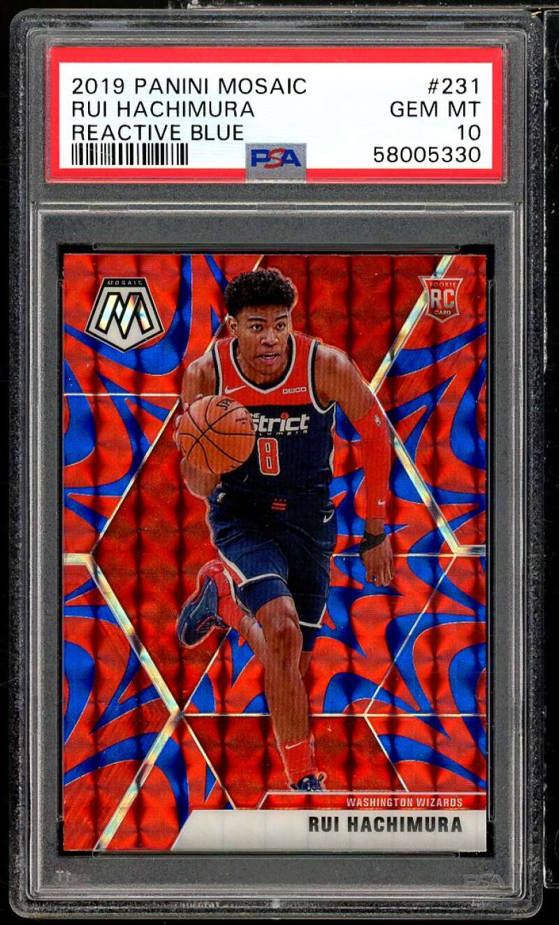 Rui Hachimura Rookie Card 2019-20 Panini Mosaic Reactive Blue #231 PSA 10 Image 1