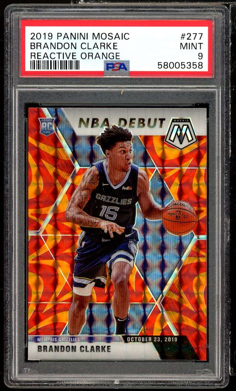 Brandon Clarke Rookie Card 2019-20 Panini Mosaic Reactive Orange #277 PSA 9 Image 1