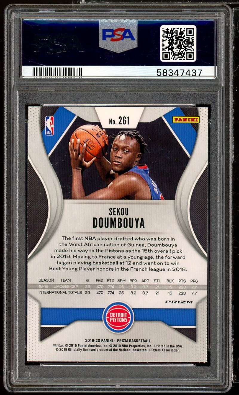 Sekou Doumbouya Rookie Card 2019-20 Panini Prizm Green Prizm #261 PSA 10 Image 2