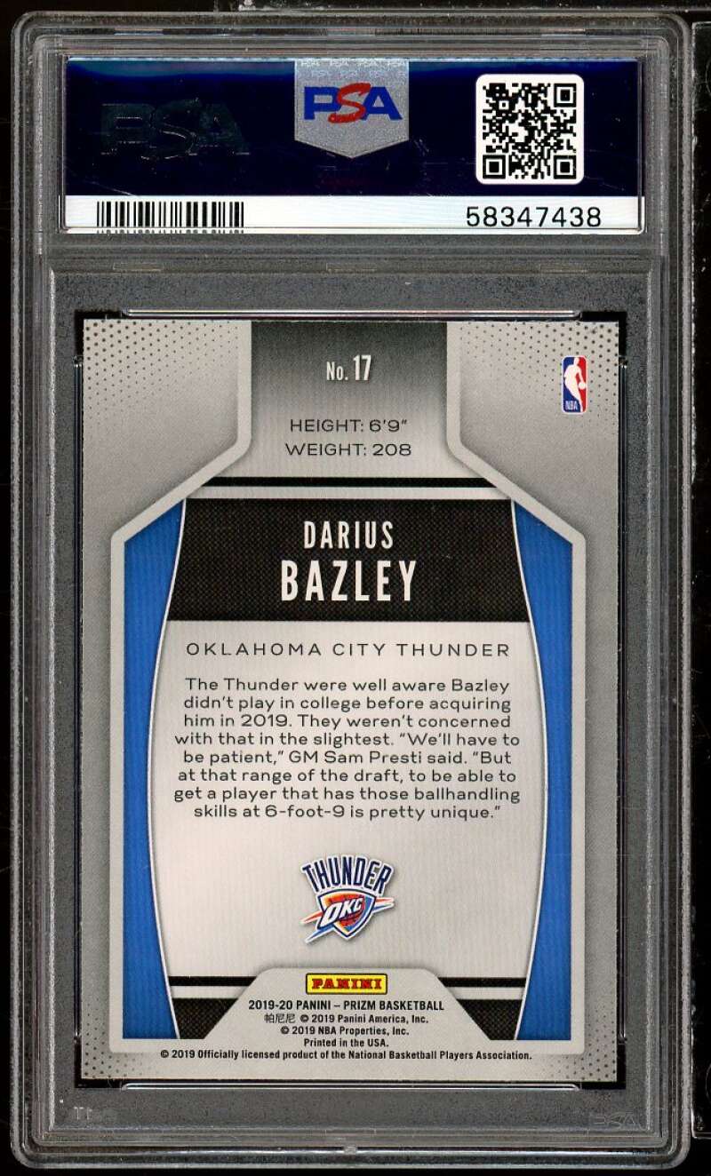 Darius Bazley Rookie Card 2019-20 Panini Prizm Instant Impact #17 PSA 10 Image 2