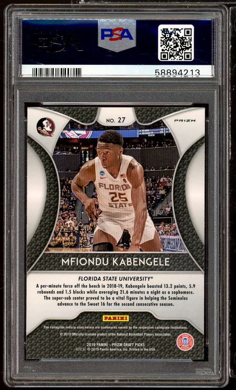 Mfiondu Kabengele Rookie Card 2019-20 Panini Prizm DP Red Prizm #27 PSA 10 Image 2