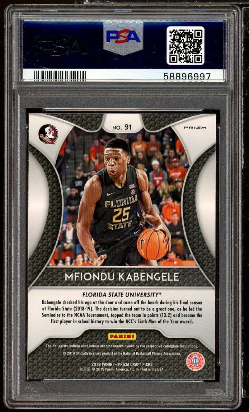 Mfiondu Kabengele Rookie Card 2019-20 Panini Prizm DP Red Prizm #91 PSA 10 Image 2