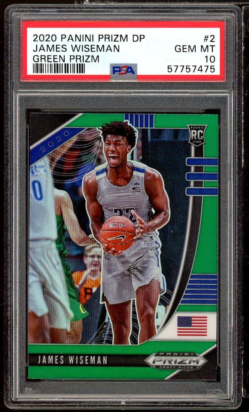 James Wiseman Rookie Card 2020-21 Panini Prizm DP Green Prizm #2 PSA 10 Image 1