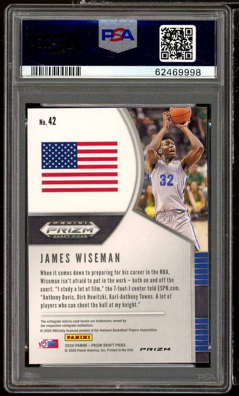 James Wiseman Rookie Card 2020-21 Panini Prizm DP Pink Ice #42 PSA 10 Image 2