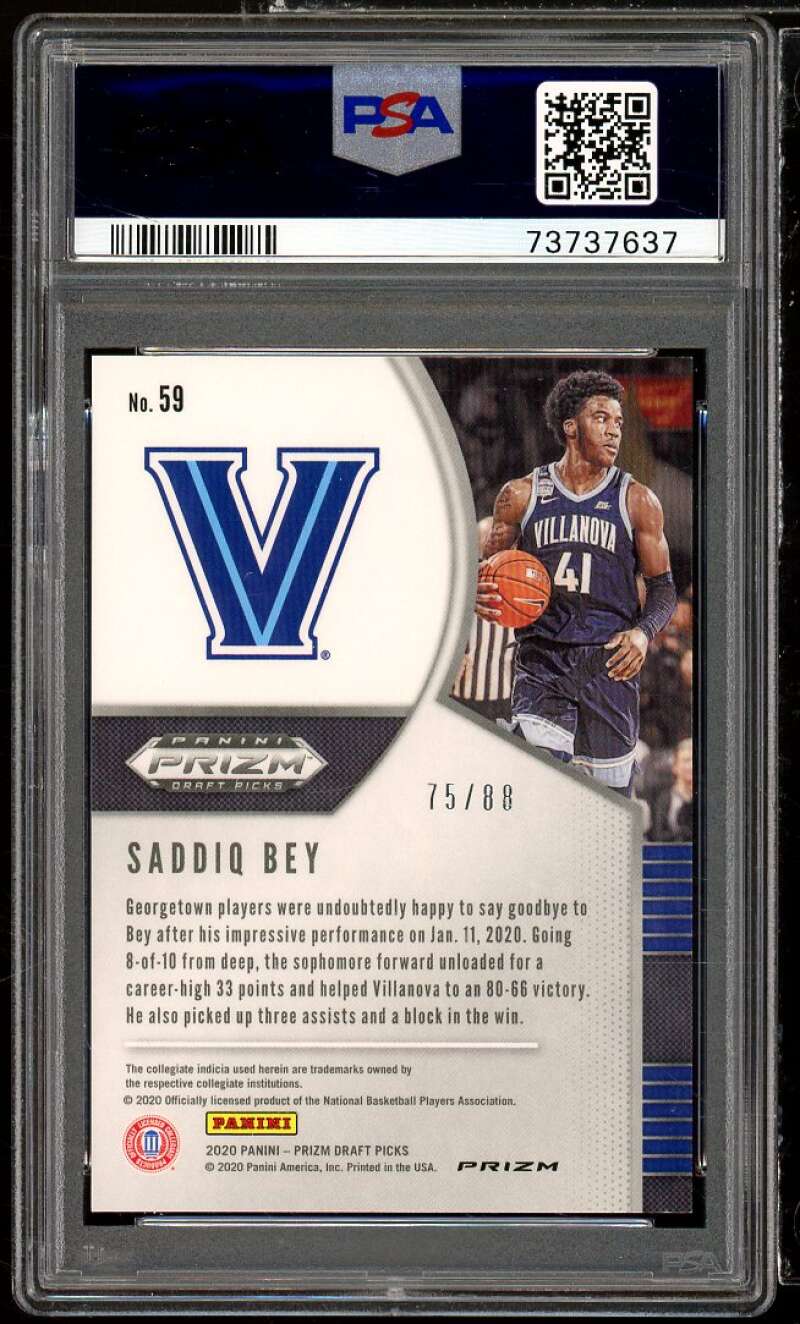 Saddiq Bey Rookie Card 2020-21 Panini Prizm DP Red Choice #59 PSA 10 Image 2