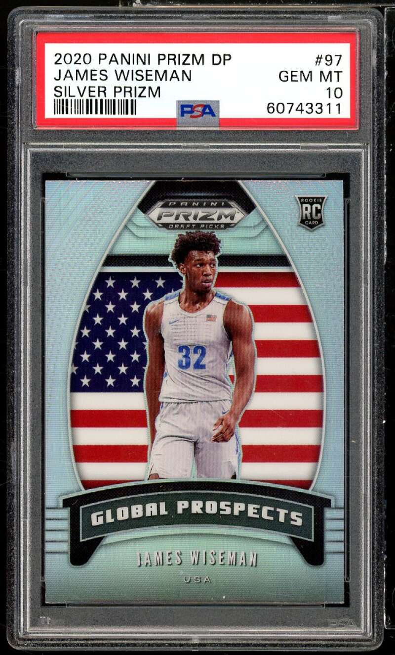 James Wiseman Rookie Card 2020-21 Panini Prizm DP Silver Prizm #97 PSA 10 Image 1