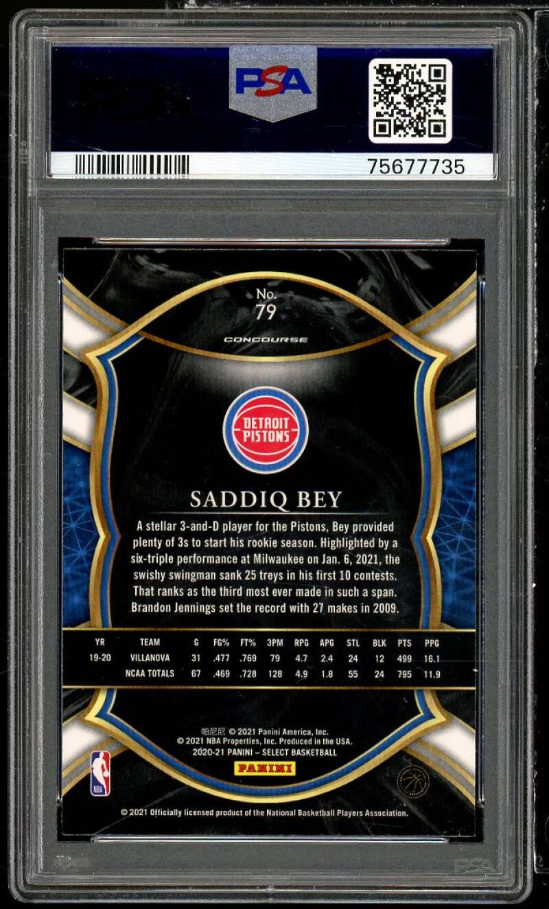 Saddiq Bey Rookie Card 2020-21 Panini Select Blue Retail #79 PSA 10 Image 2